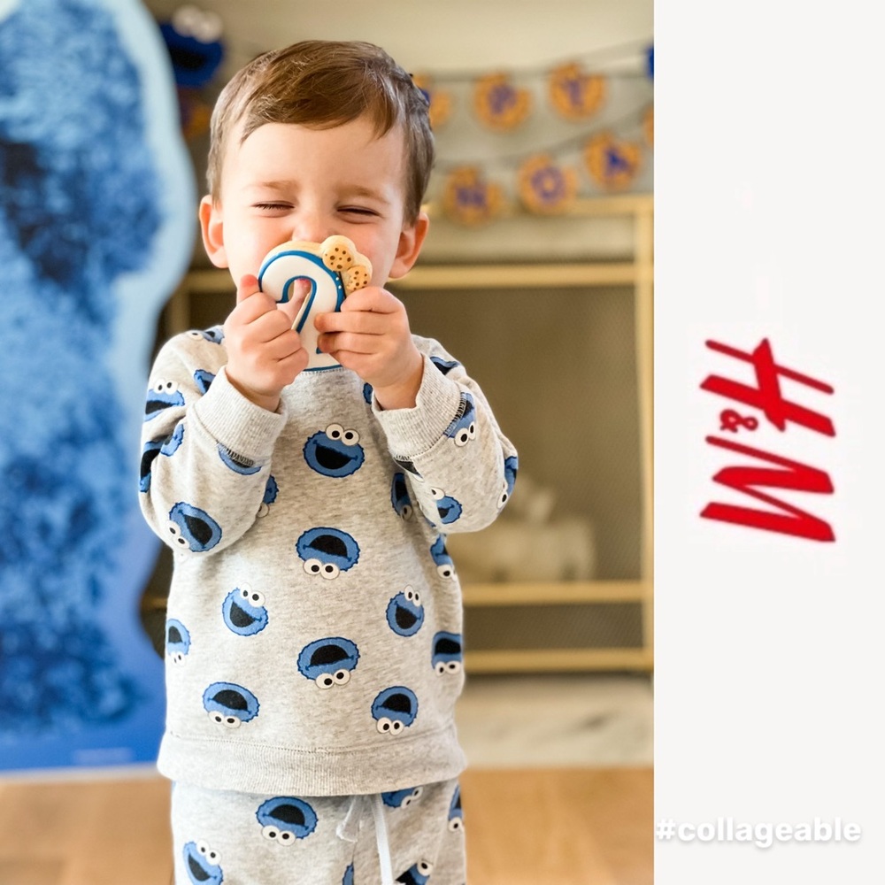 H&M X Sesame Street | Gray Cookie Monster Sweater | Size 4-6 Months